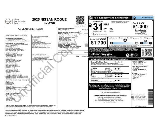 new 2025 Nissan Rogue car, priced at $37,035