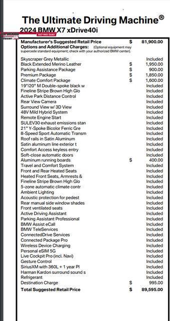 used 2024 BMW X7 car, priced at $54,372