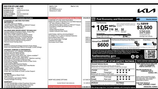 used 2022 Kia EV6 car, priced at $24,995
