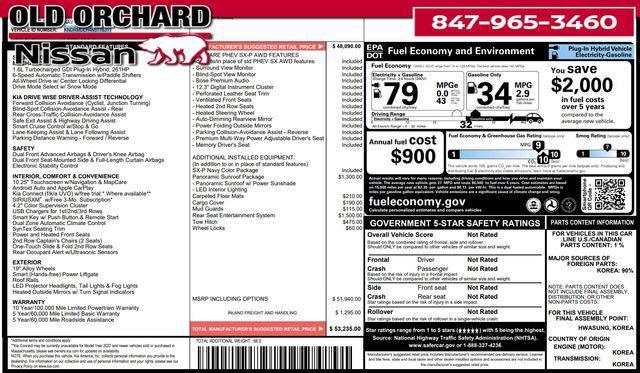 used 2022 Kia Sorento Plug-In Hybrid car, priced at $26,555