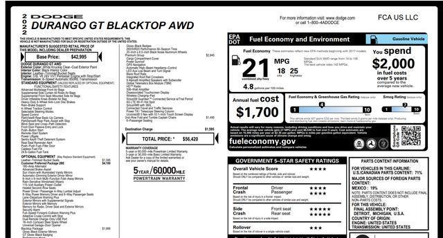 used 2022 Dodge Durango car, priced at $32,888