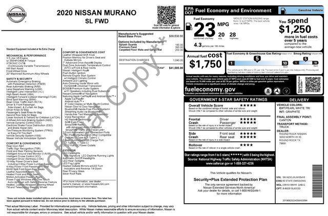 used 2020 Nissan Murano car, priced at $18,772