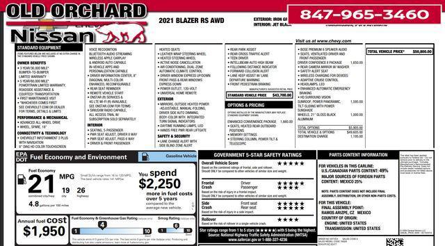 used 2021 Chevrolet Blazer car, priced at $24,372