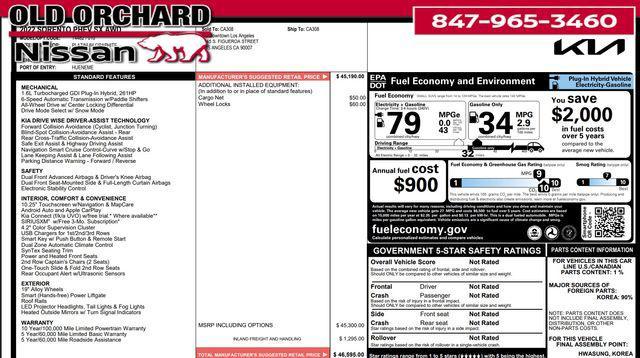 used 2022 Kia Sorento Plug-In Hybrid car, priced at $24,989