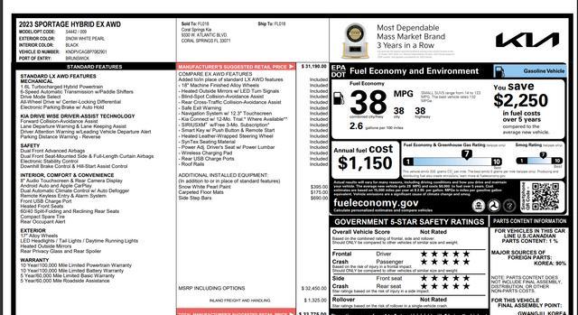 used 2023 Kia Sportage Hybrid car, priced at $23,861