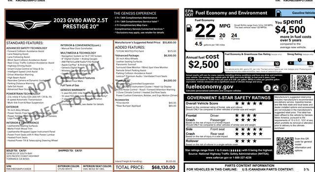 used 2023 Genesis GV80 car, priced at $40,333