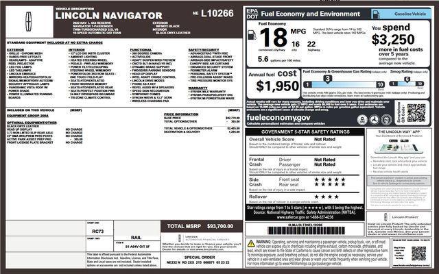 used 2022 Lincoln Navigator car, priced at $54,972