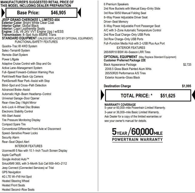 new 2025 Jeep Grand Cherokee L car, priced at $42,250