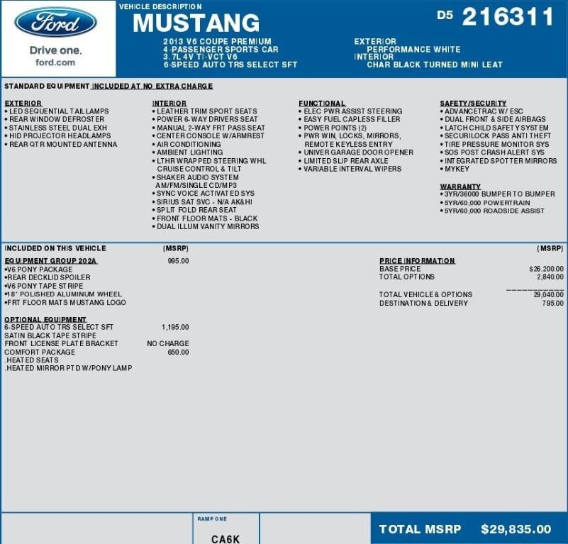 used 2013 Ford Mustang car, priced at $14,995