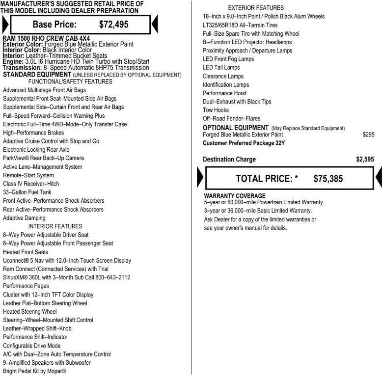 new 2026 Ram 1500 car, priced at $69,395
