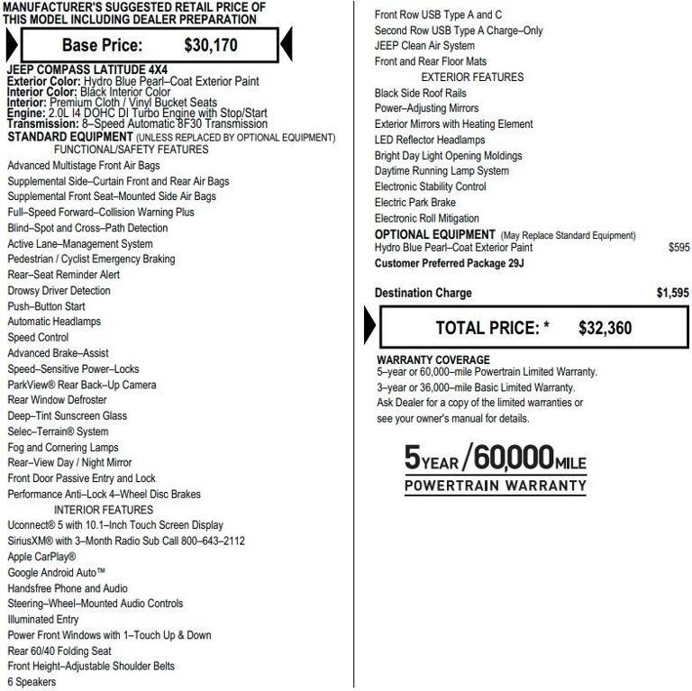 used 2024 Jeep Compass car, priced at $22,995