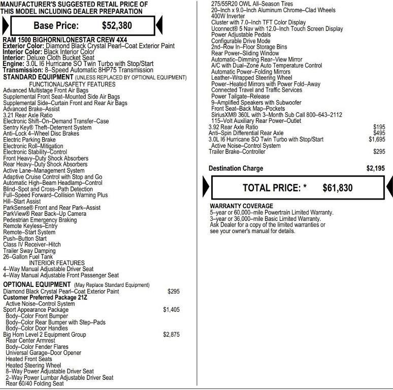 new 2026 Ram 1500 car, priced at $52,126