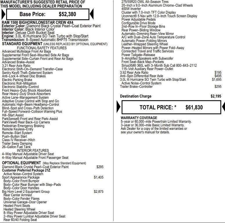 new 2026 Ram 1500 car, priced at $52,126