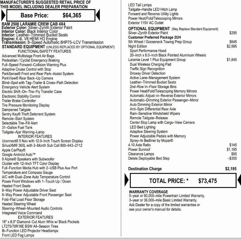 new 2026 Ram 2500 car, priced at $64,063