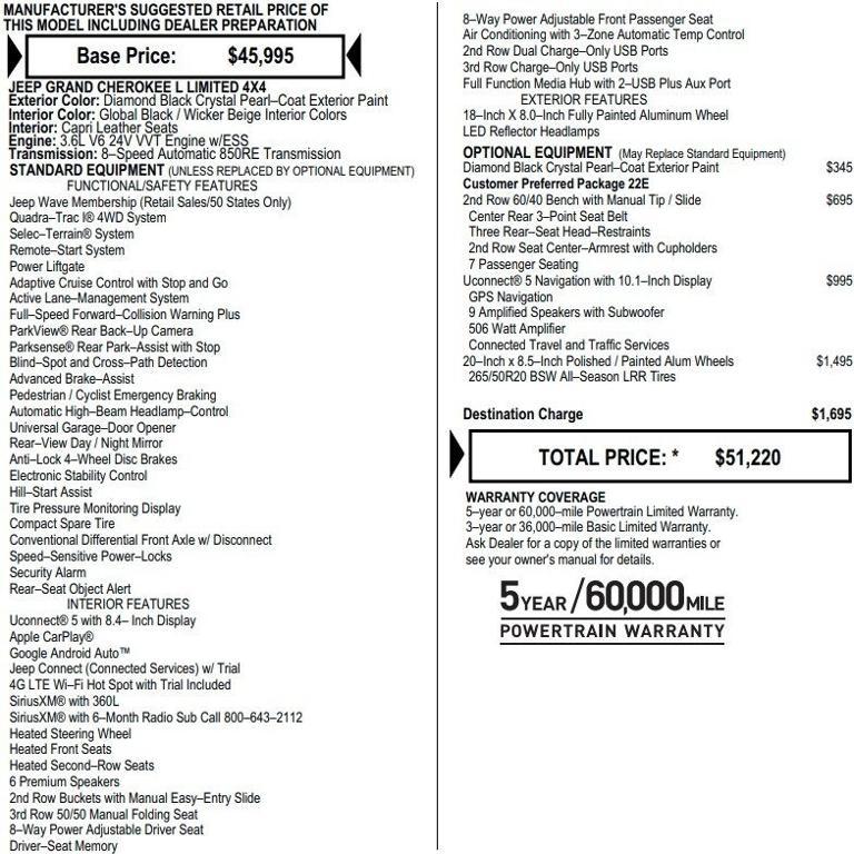 used 2021 Jeep Grand Cherokee L car, priced at $24,995