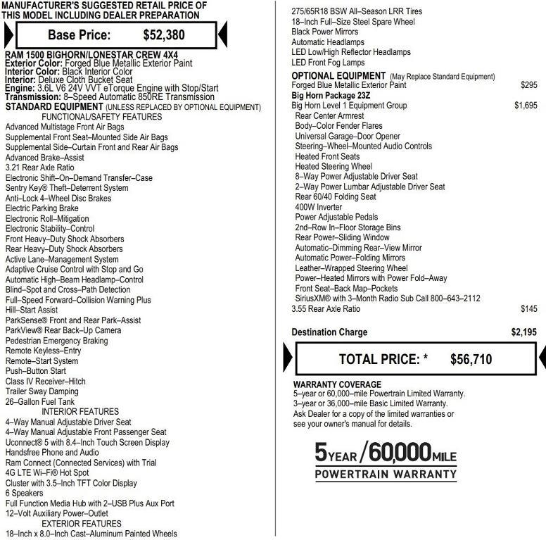 new 2025 Ram 1500 car, priced at $41,297