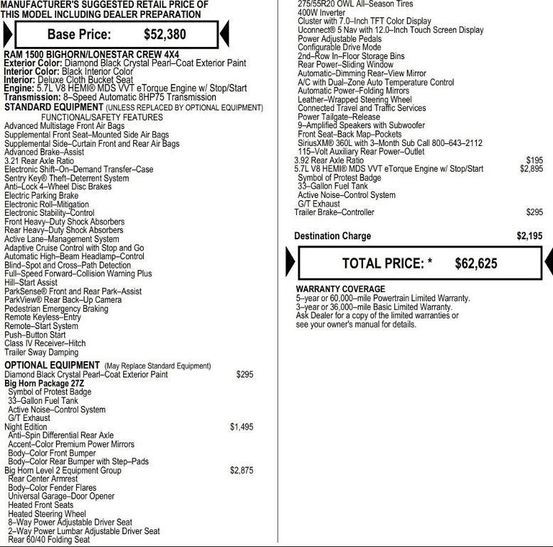 new 2026 Ram 1500 car, priced at $52,856