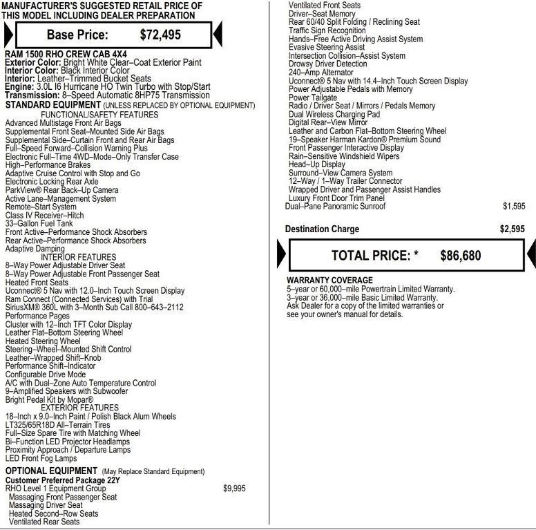 new 2026 Ram 1500 car, priced at $78,448