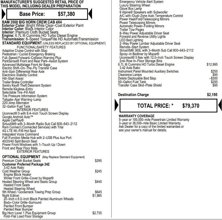new 2026 Ram 3500 car, priced at $70,222