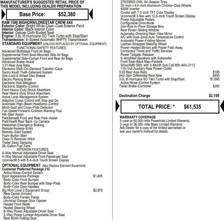 new 2026 Ram 1500 car, priced at $51,863