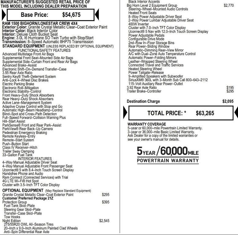 new 2025 Ram 1500 car, priced at $48,693