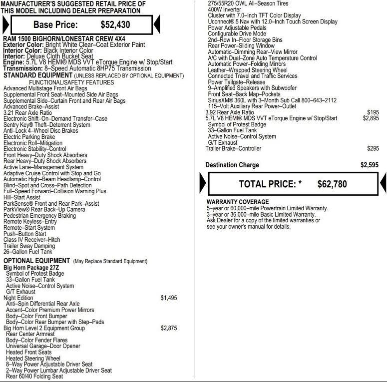 new 2026 Ram 1500 car, priced at $53,038