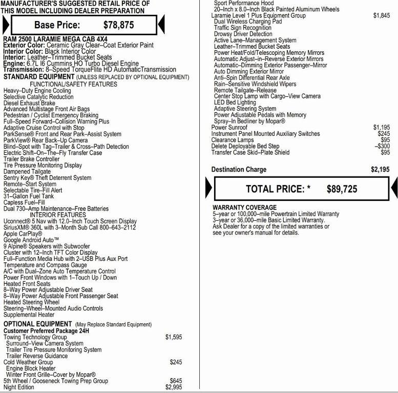 new 2026 Ram 2500 car, priced at $78,896