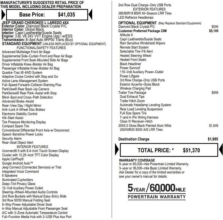 new 2025 Jeep Grand Cherokee L car, priced at $43,558
