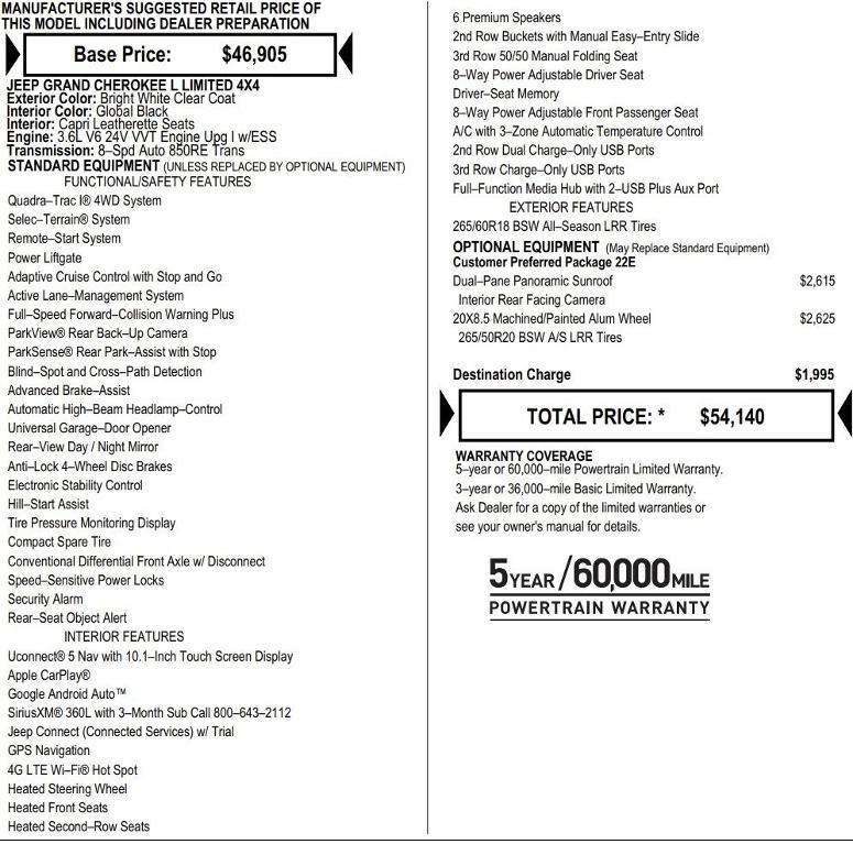 new 2025 Jeep Grand Cherokee L car, priced at $46,438