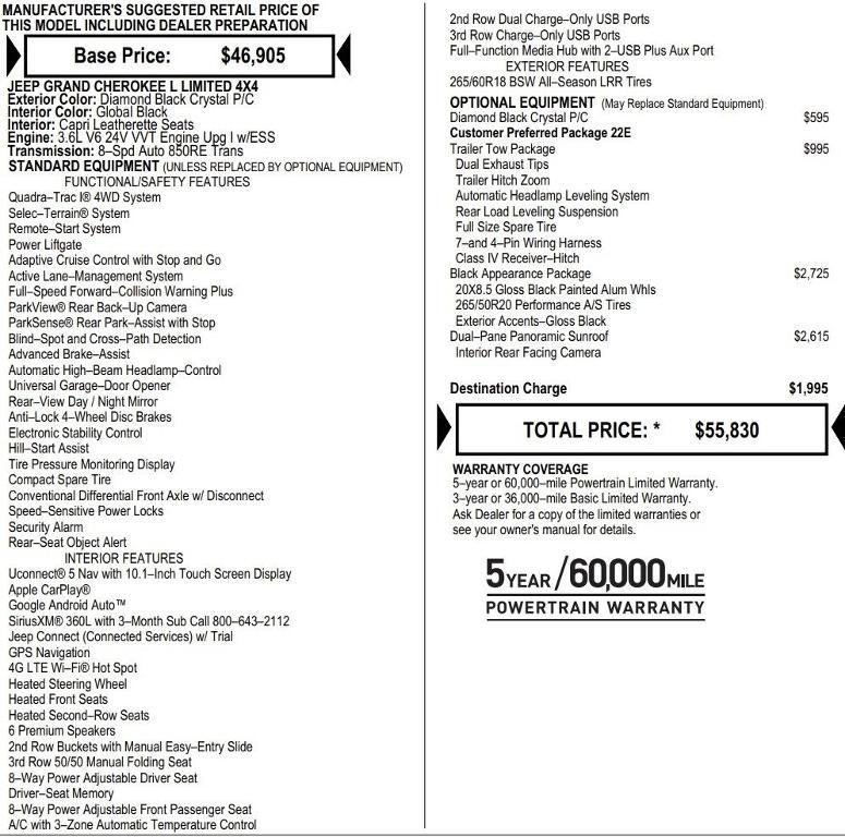 new 2025 Jeep Grand Cherokee L car, priced at $44,409