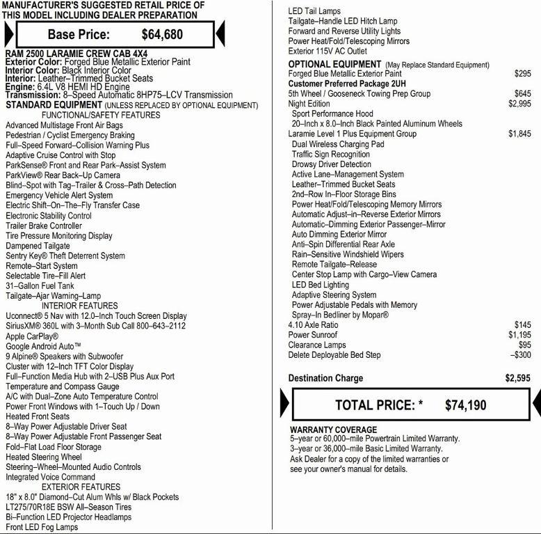 new 2026 Ram 2500 car, priced at $64,751