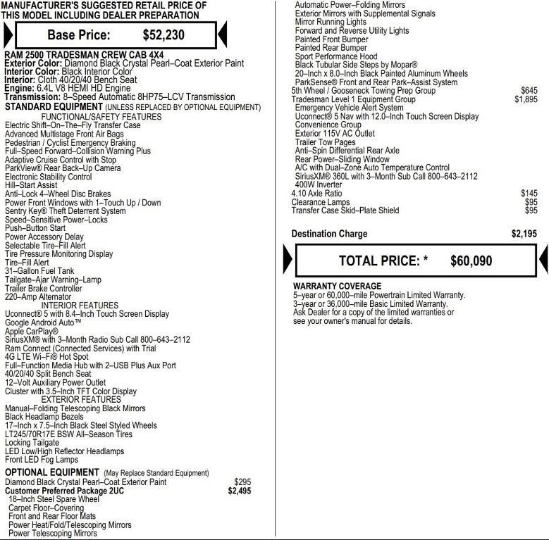 new 2026 Ram 2500 car, priced at $51,853