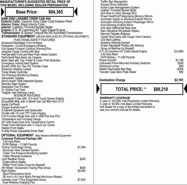 new 2026 Ram 2500 car, priced at $78,067