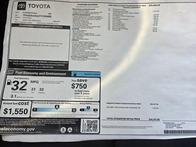 new 2026 Toyota Corolla Cross car, priced at $34,197