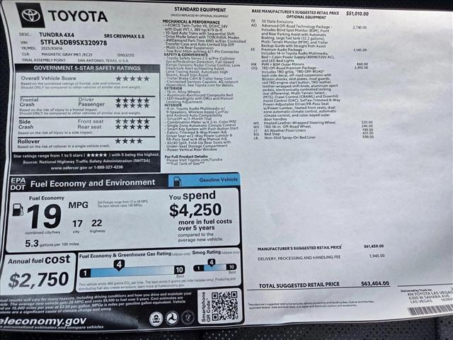 new 2025 Toyota Tundra car, priced at $62,549