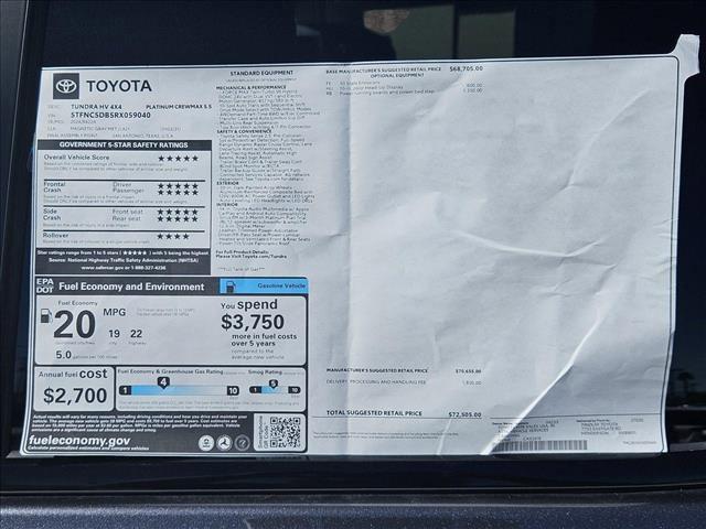 new 2024 Toyota Tundra Hybrid car, priced at $70,376