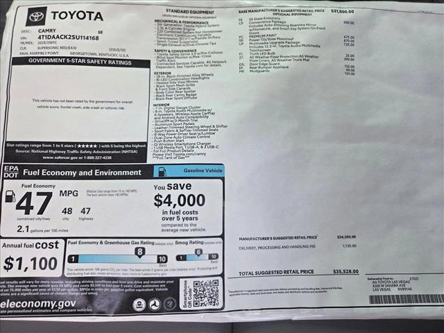 new 2025 Toyota Camry car, priced at $35,302