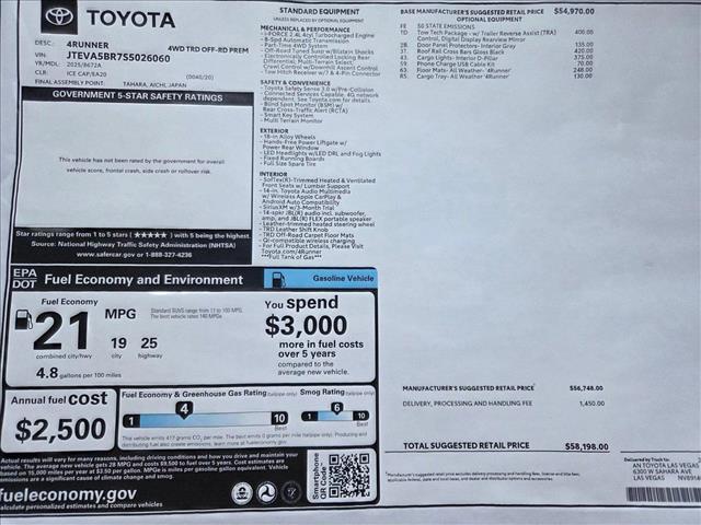 new 2025 Toyota 4Runner car, priced at $58,198