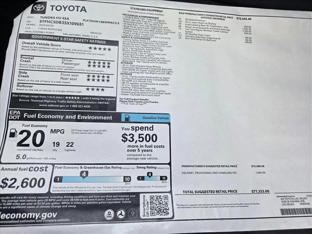 new 2025 Toyota Tundra Hybrid car, priced at $76,086