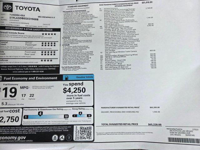 new 2025 Toyota Tundra car, priced at $64,158