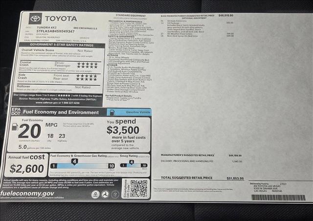 new 2025 Toyota Tundra car, priced at $51,053