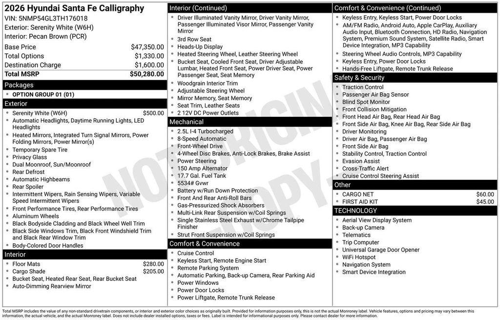new 2026 Hyundai Santa Fe car, priced at $45,323
