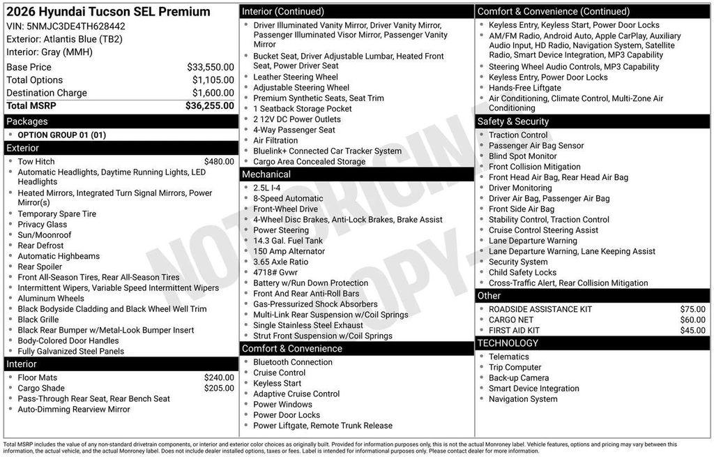 new 2026 Hyundai Tucson car, priced at $32,680