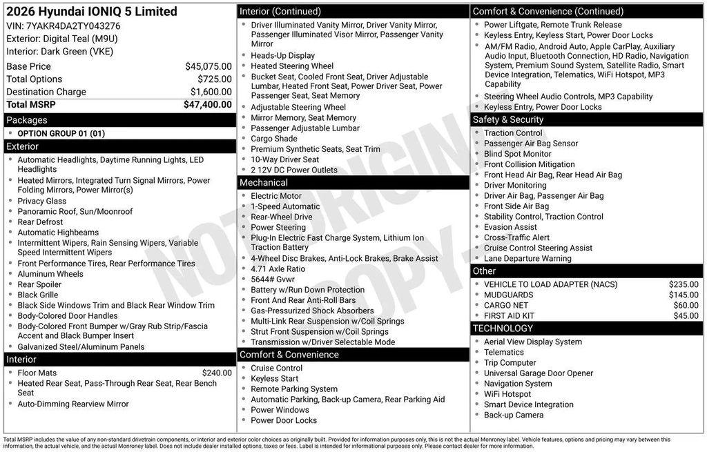 new 2026 Hyundai IONIQ 5 car, priced at $45,878