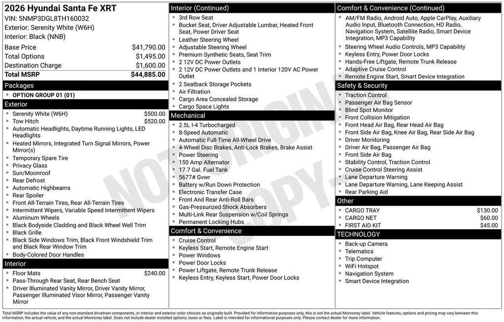 new 2026 Hyundai Santa Fe car, priced at $39,980