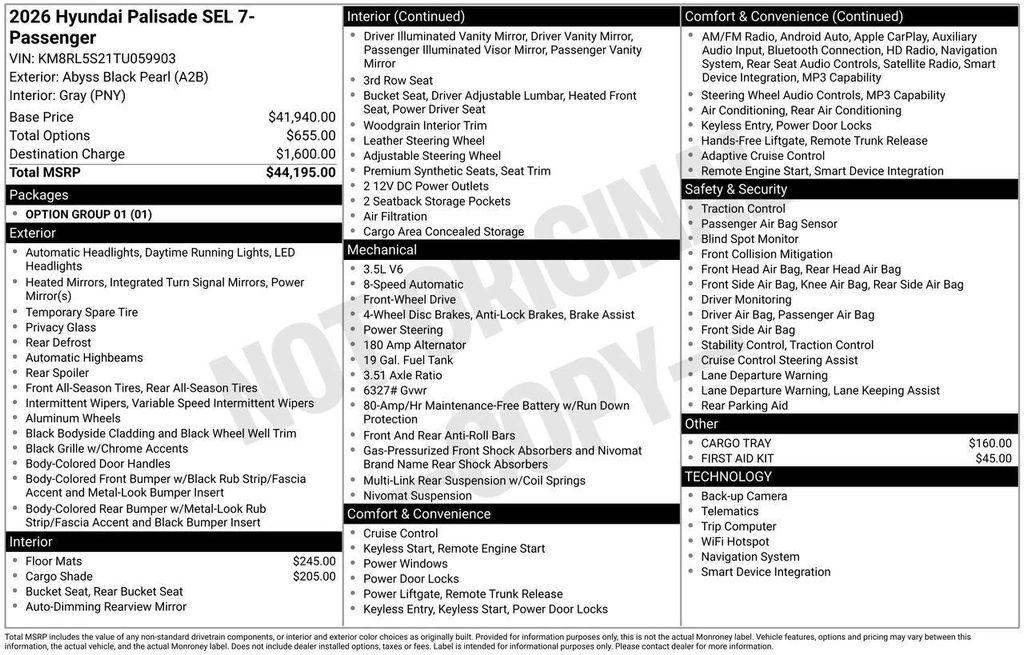 new 2026 Hyundai Palisade car, priced at $41,761