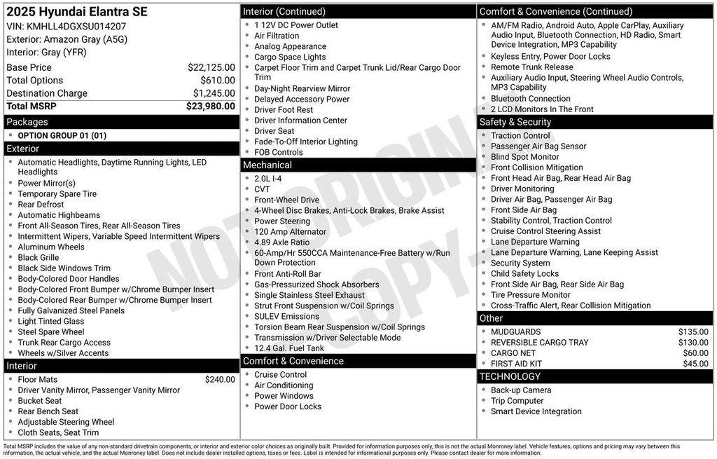 new 2025 Hyundai Elantra car, priced at $19,988