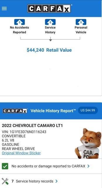 used 2022 Chevrolet Camaro car, priced at $35,974