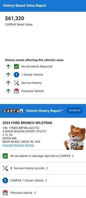 used 2024 Ford Bronco car, priced at $58,854