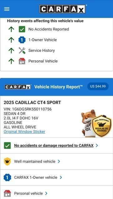 used 2025 Cadillac CT4 car, priced at $41,974